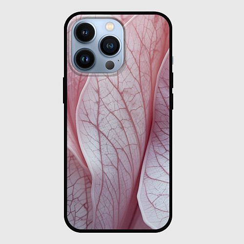 Чехол iPhone 13 Pro Розовые листья / 3D-Черный – фото 1