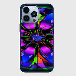 Чехол для iPhone 13 Pro Неоновая психоделика лепестки, цвет: 3D-тёмно-синий