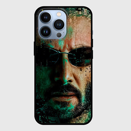 Чехол iPhone 13 Pro Matrix - Keanu Reeves / 3D-Черный – фото 1