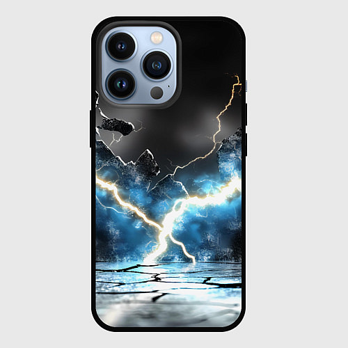 Чехол iPhone 13 Pro Разряд молний текстура / 3D-Черный – фото 1