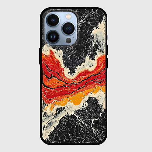 Чехол iPhone 13 Pro Красно-черная потертая текстура / 3D-Черный – фото 1