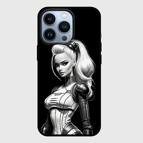 Чехол iPhone 13 Pro Барби - киберпанк нейроарт / 3D-Черный – фото 1