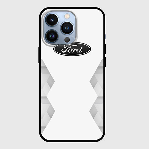 Чехол iPhone 13 Pro Ford white poly / 3D-Черный – фото 1