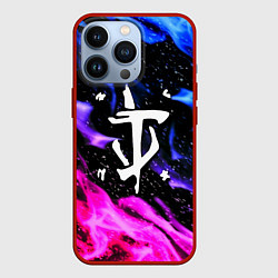 Чехол для iPhone 13 Pro Doom flame neon, цвет: 3D-красный