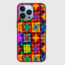 Чехол для iPhone 13 Pro Неоновое стекло абстракция, цвет: 3D-красный