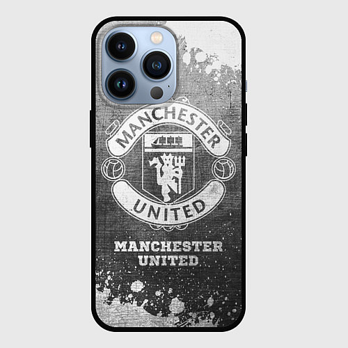 Чехол iPhone 13 Pro Manchester United - grey gradient / 3D-Черный – фото 1