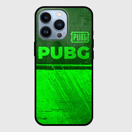 Чехол iPhone 13 Pro PUBG - green gradient посередине / 3D-Черный – фото 1
