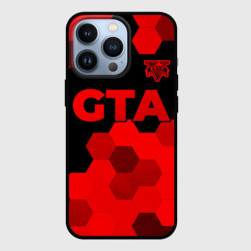 Чехол iPhone 13 Pro GTA - red gradient посередине / 3D-Черный – фото 1