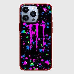 Чехол для iPhone 13 Pro Monster energy неоновые краски, цвет: 3D-красный