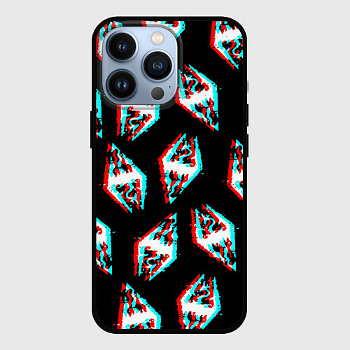 Чехол iPhone 13 Pro Skyrim glitch logo patten / 3D-Черный – фото 1