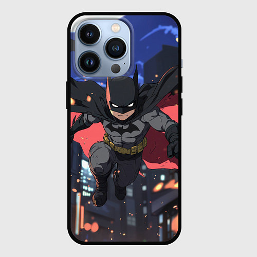 Чехол iPhone 13 Pro Злой Бэтмен в полете / 3D-Черный – фото 1