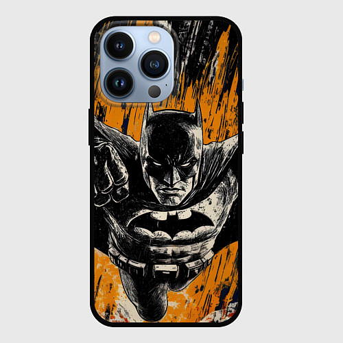 Чехол iPhone 13 Pro Бэтмен супергерой / 3D-Черный – фото 1