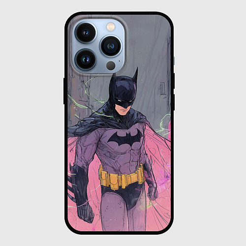 Чехол iPhone 13 Pro Бэтмен с розовым плащом / 3D-Черный – фото 1