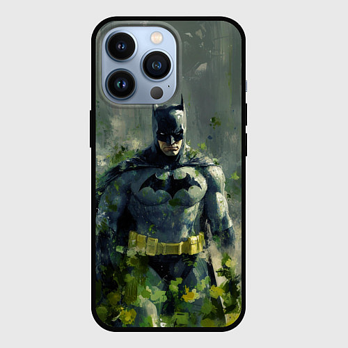 Чехол iPhone 13 Pro Бэтмен зеленые краски / 3D-Черный – фото 1