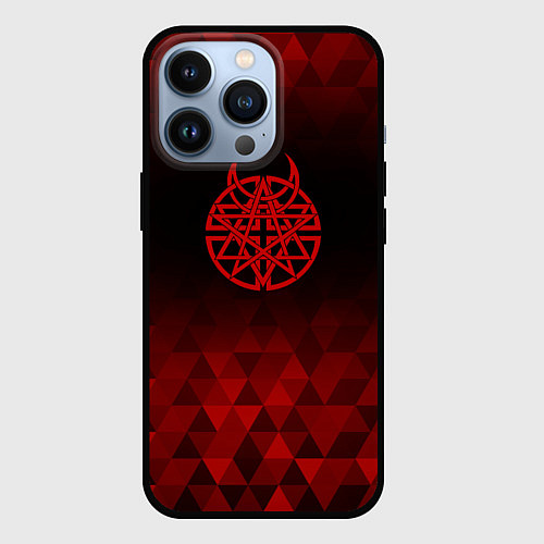 Чехол iPhone 13 Pro Disturbed red poly / 3D-Черный – фото 1