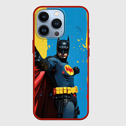 Чехол для iPhone 13 Pro Бэтмен предупреждает, цвет: 3D-красный