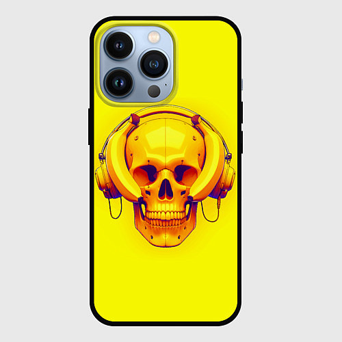 Чехол iPhone 13 Pro Yellow bananas skull - cyberpunk / 3D-Черный – фото 1