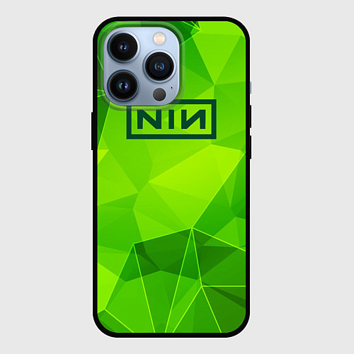 Чехол iPhone 13 Pro Nine Inch Nails green poly / 3D-Черный – фото 1
