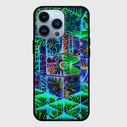 Чехол iPhone 13 Pro Психоделика узор кислотный / 3D-Черный – фото 1
