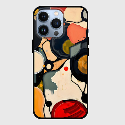 Чехол iPhone 13 Pro Абстракция с кругами и краской / 3D-Черный – фото 1