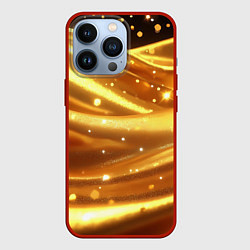 Чехол для iPhone 13 Pro Золотая ткань с блестками, цвет: 3D-красный