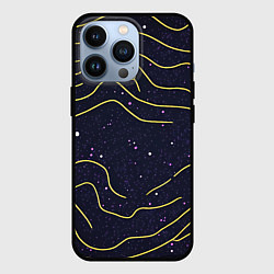 Чехол для iPhone 13 Pro Абстракция золотых линий текстура, цвет: 3D-черный