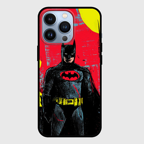 Чехол iPhone 13 Pro Бэтмен красками / 3D-Черный – фото 1