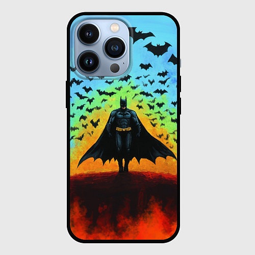 Чехол iPhone 13 Pro Бэтмен и летучие мыши / 3D-Черный – фото 1