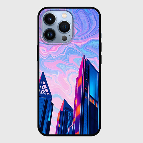 Чехол iPhone 13 Pro Абстракция с небоскребами / 3D-Черный – фото 1