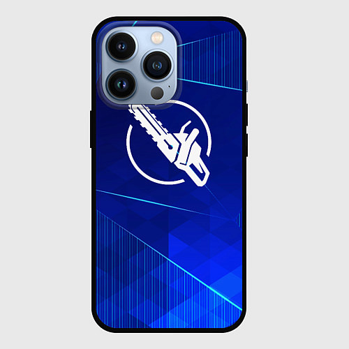 Чехол iPhone 13 Pro Chainsaw Man blue poly / 3D-Черный – фото 1