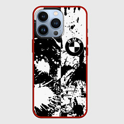 Чехол для iPhone 13 Pro BMW черно белые краски, цвет: 3D-красный
