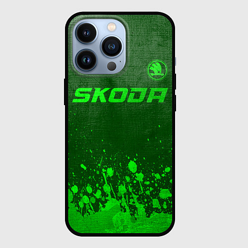 Чехол iPhone 13 Pro Skoda - green gradient посередине / 3D-Черный – фото 1