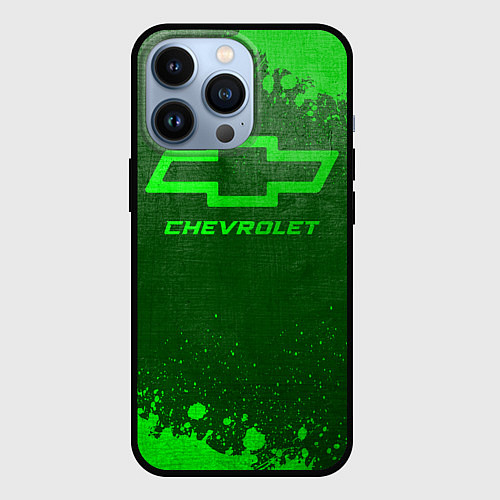 Чехол iPhone 13 Pro Chevrolet - green gradient / 3D-Черный – фото 1