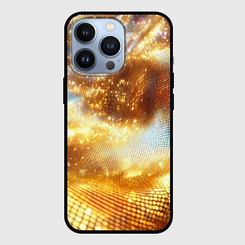 Чехол iPhone 13 Pro Блестящая золотая текстура / 3D-Черный – фото 1