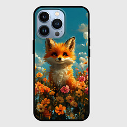Чехол iPhone 13 Pro Лисица в цветочном поле
