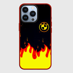 Чехол для iPhone 13 Pro BMW огненный, цвет: 3D-красный