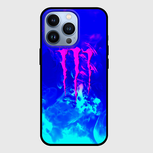 Чехол iPhone 13 Pro Monster energy дым неоновый / 3D-Черный – фото 1
