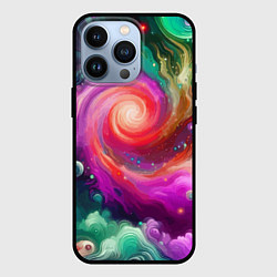 Чехол iPhone 13 Pro Космическая неоновая фантазия - нейроарт