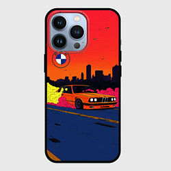 Чехол для iPhone 13 Pro БМВ красный закат, цвет: 3D-черный