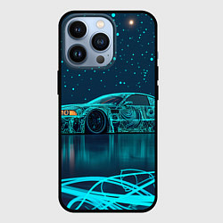 Чехол для iPhone 13 Pro BMW неоновый фон, цвет: 3D-черный
