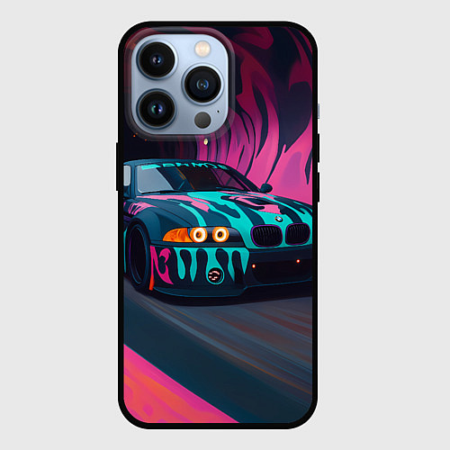 Чехол iPhone 13 Pro БМВ граффити стиль / 3D-Черный – фото 1