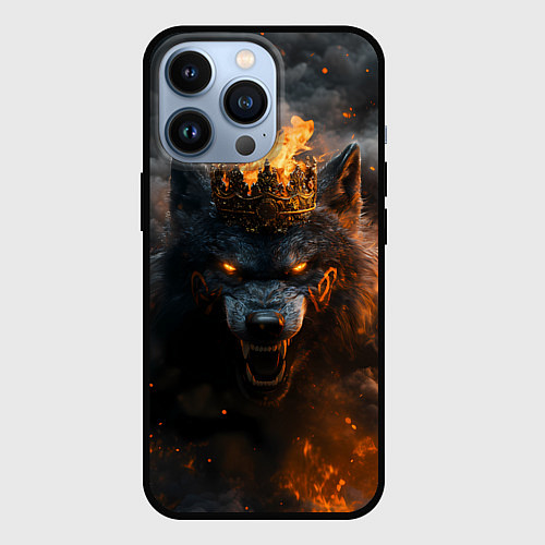 Чехол iPhone 13 Pro Волк в огне / 3D-Черный – фото 1
