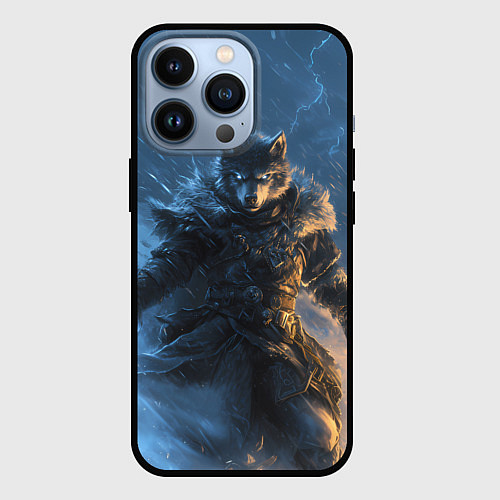 Чехол iPhone 13 Pro Волк и молния / 3D-Черный – фото 1