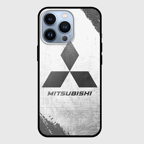 Чехол iPhone 13 Pro Mitsubishi - white gradient / 3D-Черный – фото 1