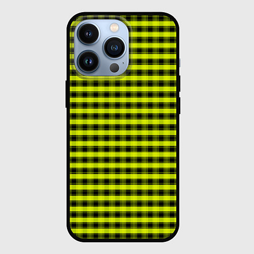 Чехол iPhone 13 Pro Черно зеленая мелкая клетка / 3D-Черный – фото 1