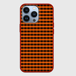 Чехол iPhone 13 Pro Мелкая черно оранжевая клетка