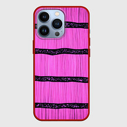 Чехол для iPhone 13 Pro Розовые полосы текстура, цвет: 3D-красный