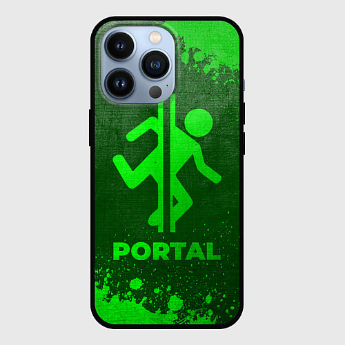Чехол iPhone 13 Pro Portal - green gradient / 3D-Черный – фото 1