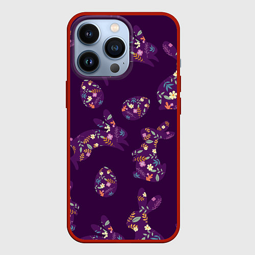 Чехол iPhone 13 Pro Кролики и яйца / 3D-Красный – фото 1