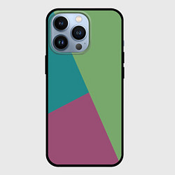 Чехол для iPhone 13 Pro Сине-зелёно-розовый тёмный трёхцветный, цвет: 3D-черный